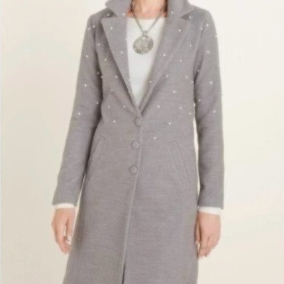 NWOT Chico's Faux-Pearl Embellished Gray Jacket - Picture 4 of 6